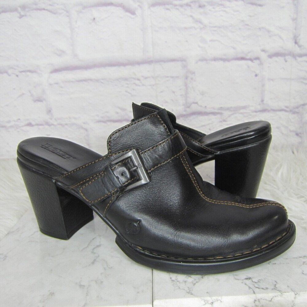 Born Women's Size 9 Split Toe Slip On Block Heel Mules Shoes